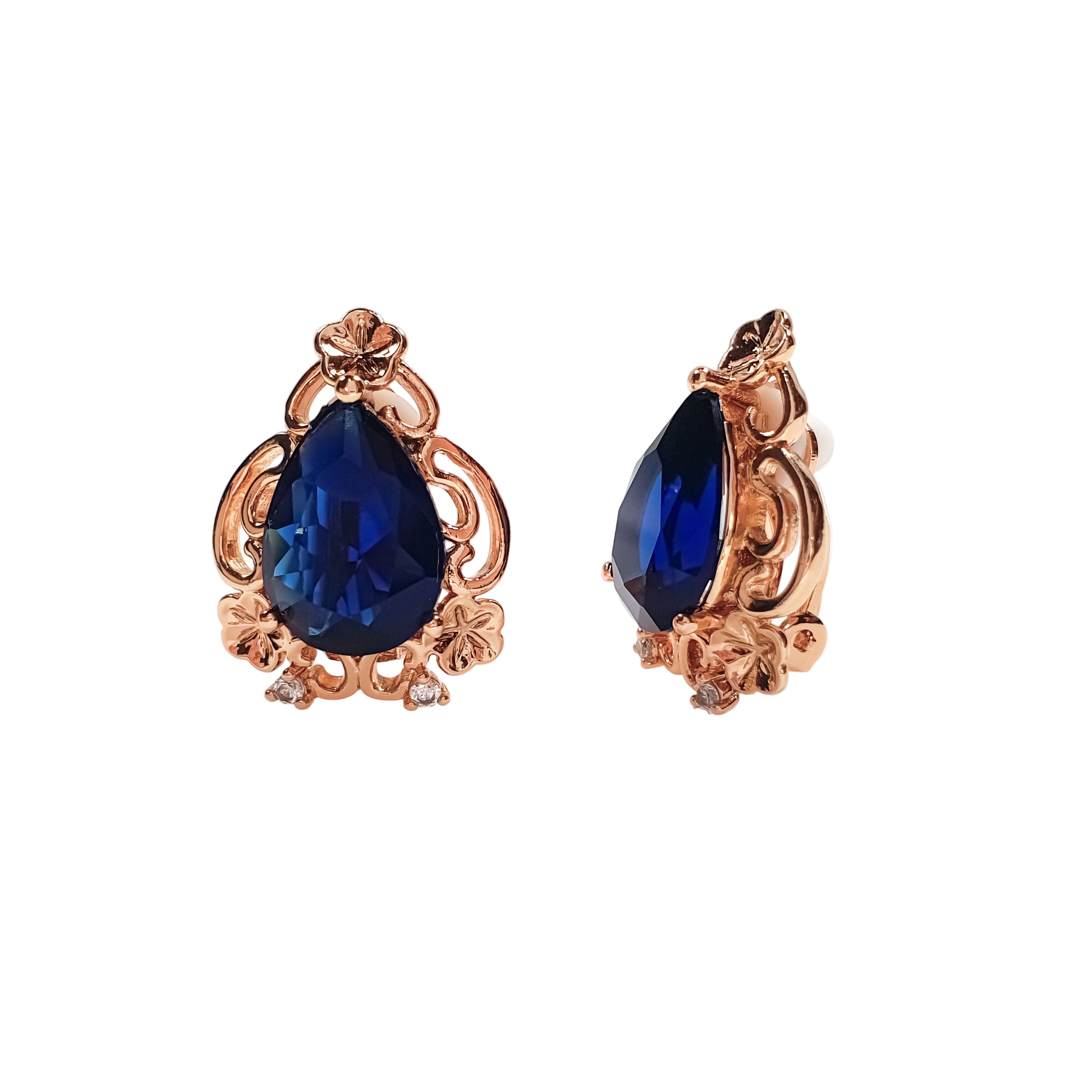 Grezni klipši ar tumši zilu bumbierveida cirkonu