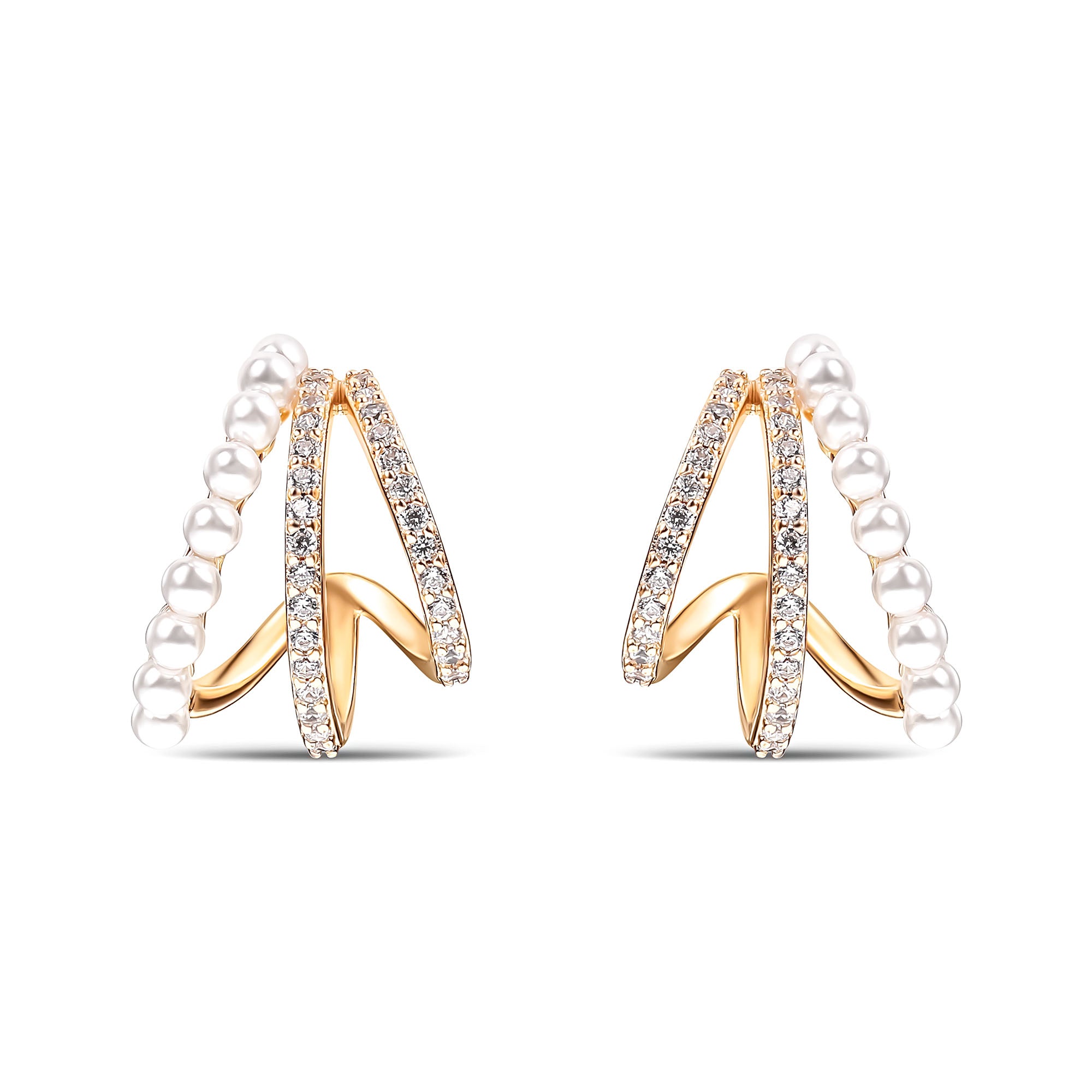 Smalki auskari ar pērles akcentu un siltu zelta pārklājumu