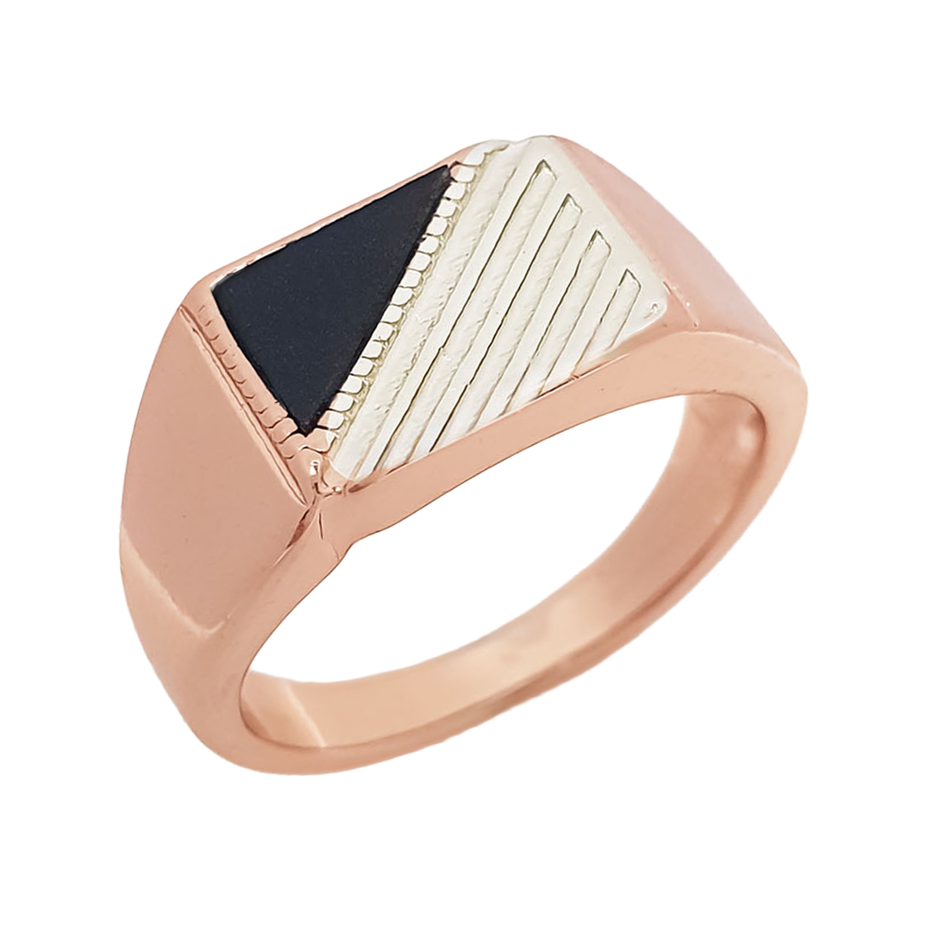 Vīriešu gredzens ar melnu ielaidumu un sudraba līnijām