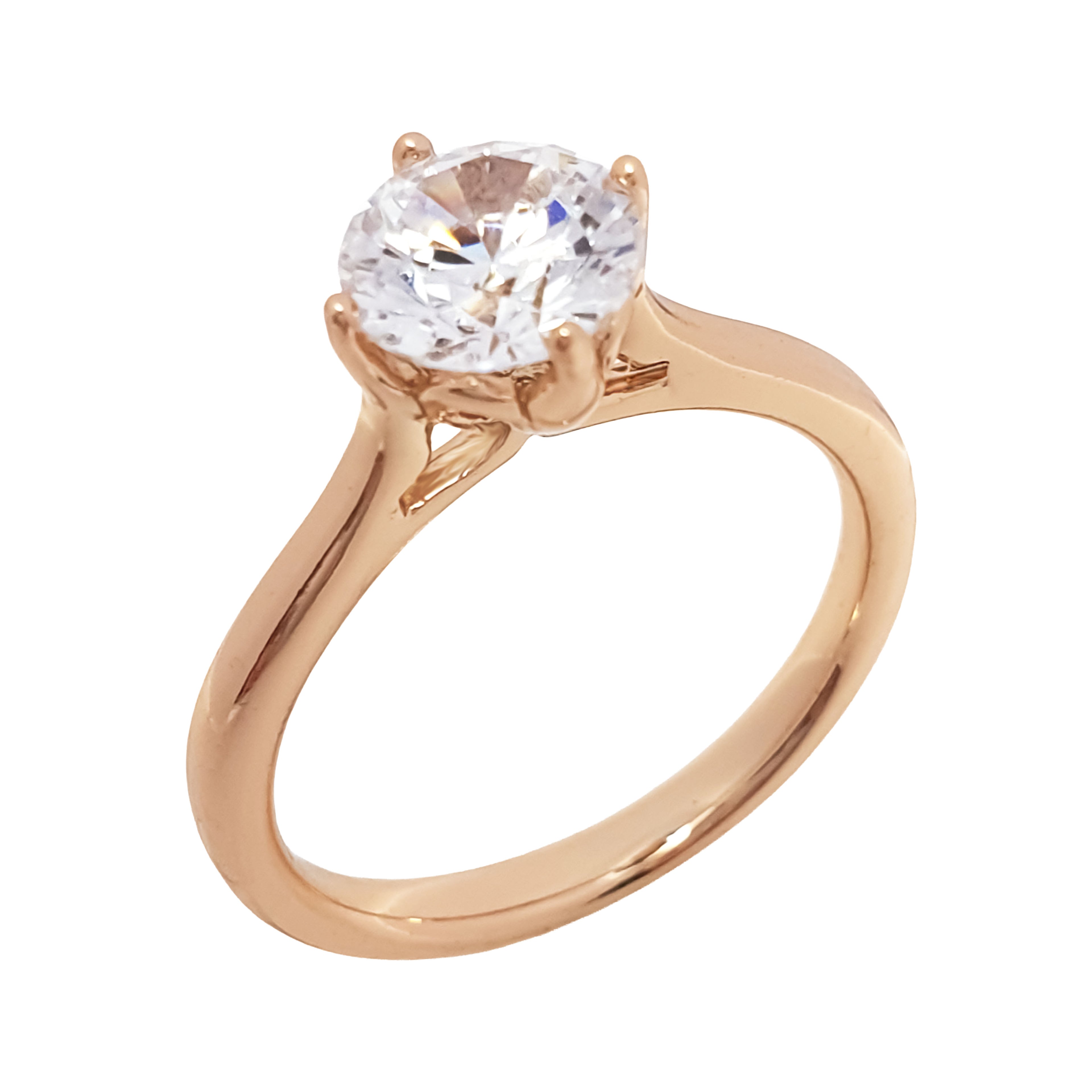 Zelta krāsas gredzens ar apaļu balto cirkonu